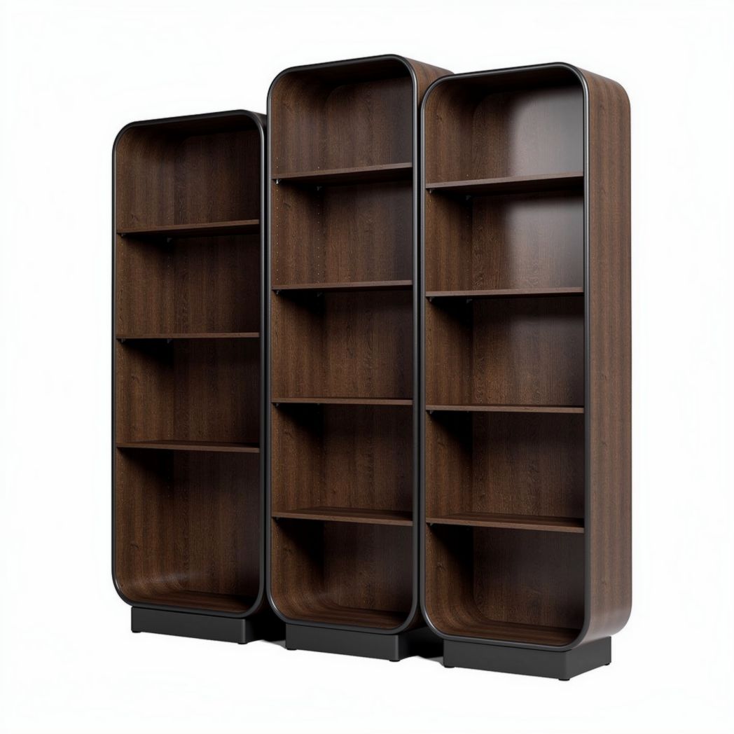 Bibliothèque en bois foncé avec étagères réglables 180 x 80 x 30cm