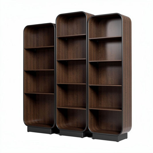 Bibliothèque en bois foncé avec étagères réglables 180 x 80 x 30cm