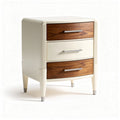 Table de chevet en bois et métal avec trois tiroirs 45 x 40 x 60cm beige et marron