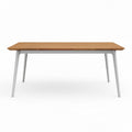Table en bois de hêtre naturel avec pieds en métal blanc 150 x 75 x 75cm