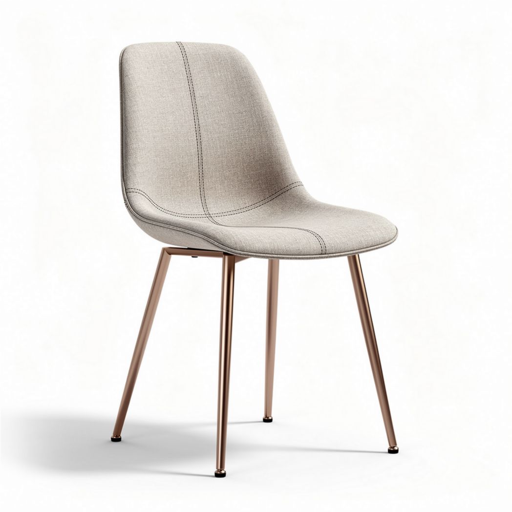 Chaise en tissu beige avec pieds en métal rose 45 x 50 x 85 cm