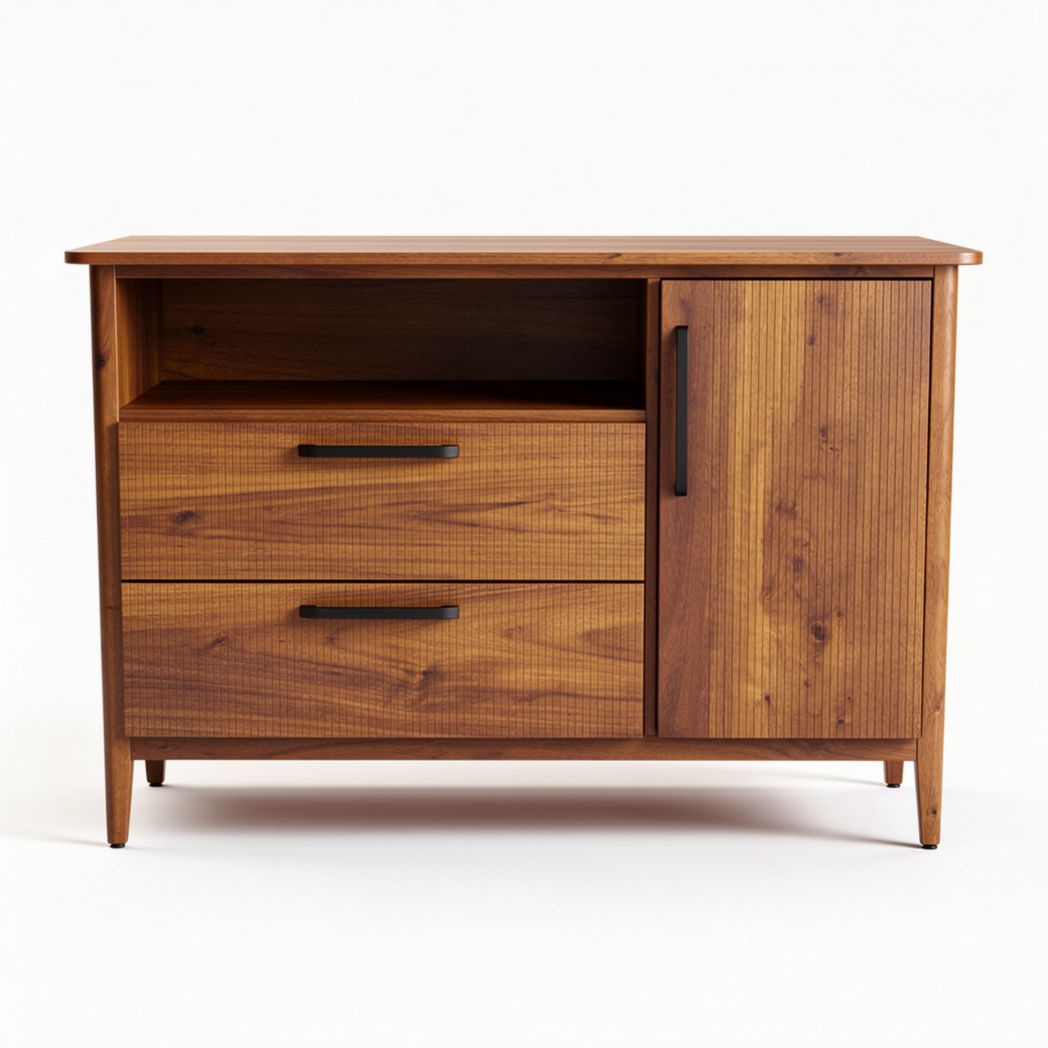 Meuble de rangement en bois massif avec tiroirs et porte 100 x 45 x 75cm