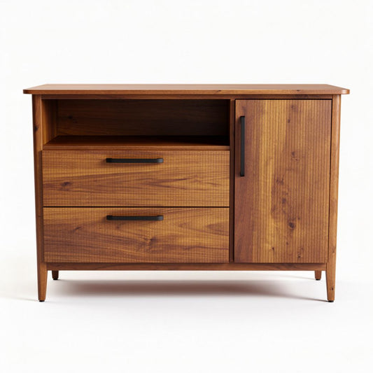 Meuble de rangement en bois massif avec tiroirs et porte 100 x 45 x 75cm