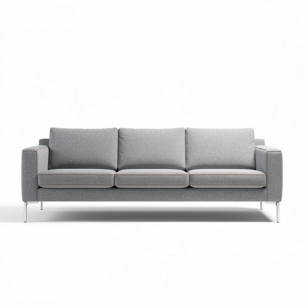 Canapé moderne en tissu gris 200 x 90 x 80cm pour salon contemporain