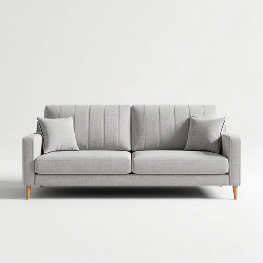 Canapé gris en tissu avec coussins amovibles dimensions 190 x 80 x 85cm