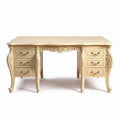Bureau en bois avec six tiroirs finition crème dimensions 150 x 75 x 75cm