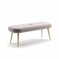 Banc en tissu beige avec pieds en métal doré dimensions 120 x 45 x 40 cm