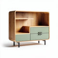 Meuble de rangement en bois avec portes vertes dimensions 90 x 40 x 75cm