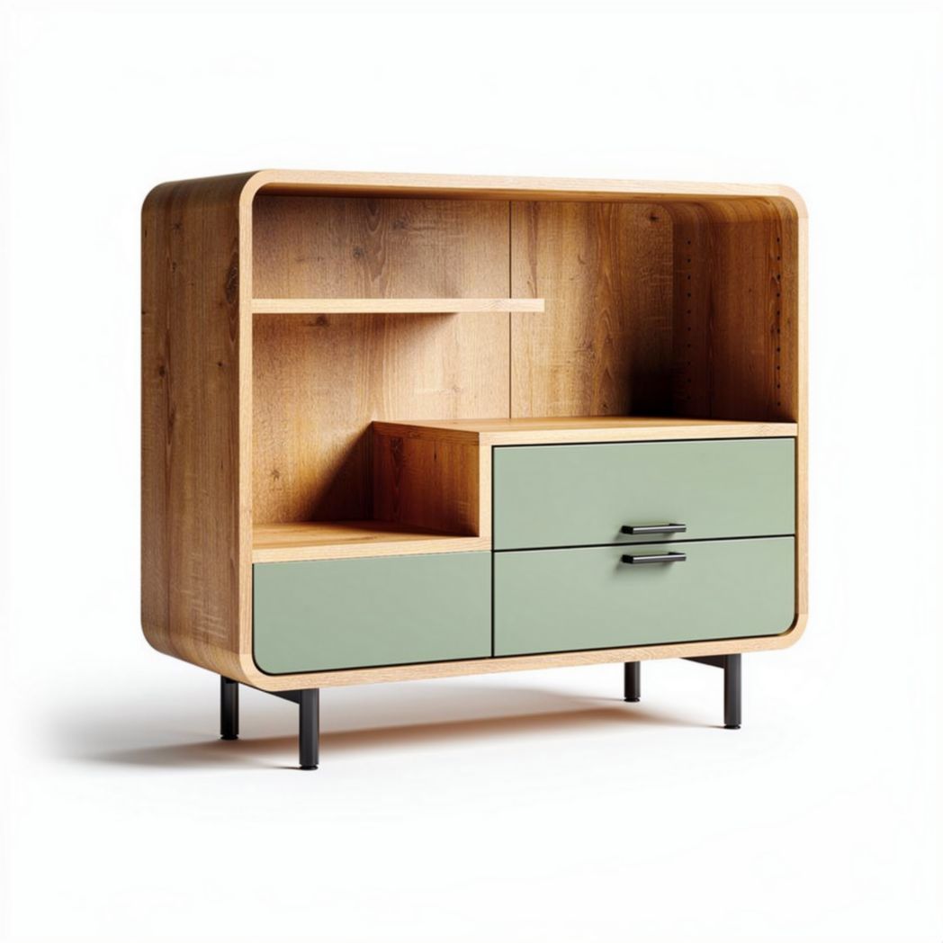 Meuble de rangement en bois avec portes vertes dimensions 90 x 40 x 75cm