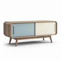 Meuble de rangement en bois avec portes colorées 140 x 40 x 50cm